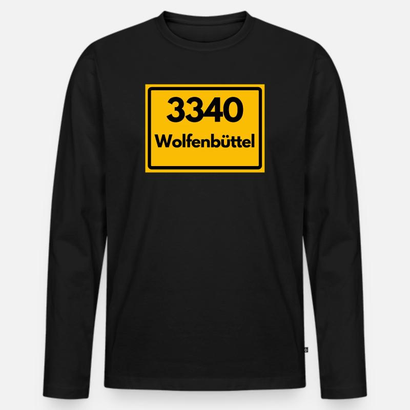 OLD POSTCODE POSTCODE RETRO 3340 WOLFENBÜTTEL - Men's Premium Organic Long Sleeve Shirt - black
