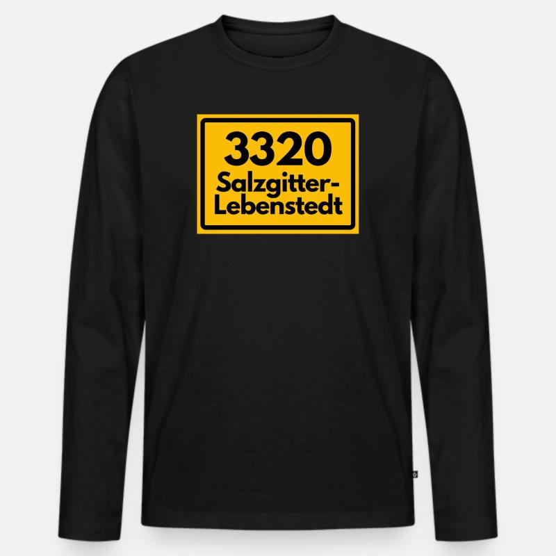 OLD POSTCODE POSTCODE RETRO 3320 SALZGITTER - Men's Premium Organic Long Sleeve Shirt - black