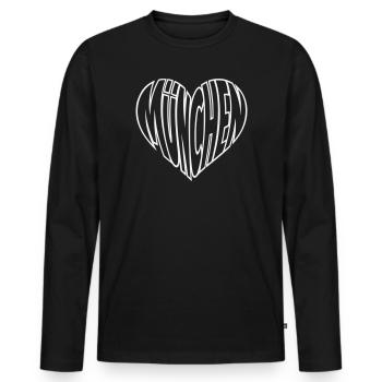 Munich Heart Lettering - Men's Premium Organic Long Sleeve Shirt - black - Front - Nico (187cm)