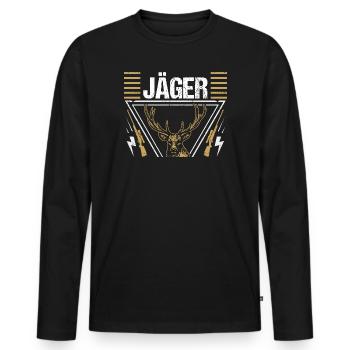 Hunting Hunting Huntsman Hunters - Men's Premium Organic Long Sleeve Shirt - black - Front - Nico (187cm)