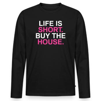 La vie est courte Agent immobilier drôle Agent immobilier - T-shirt manches longues Premium bio Homme - noir - Devant - Nico (187cm)
