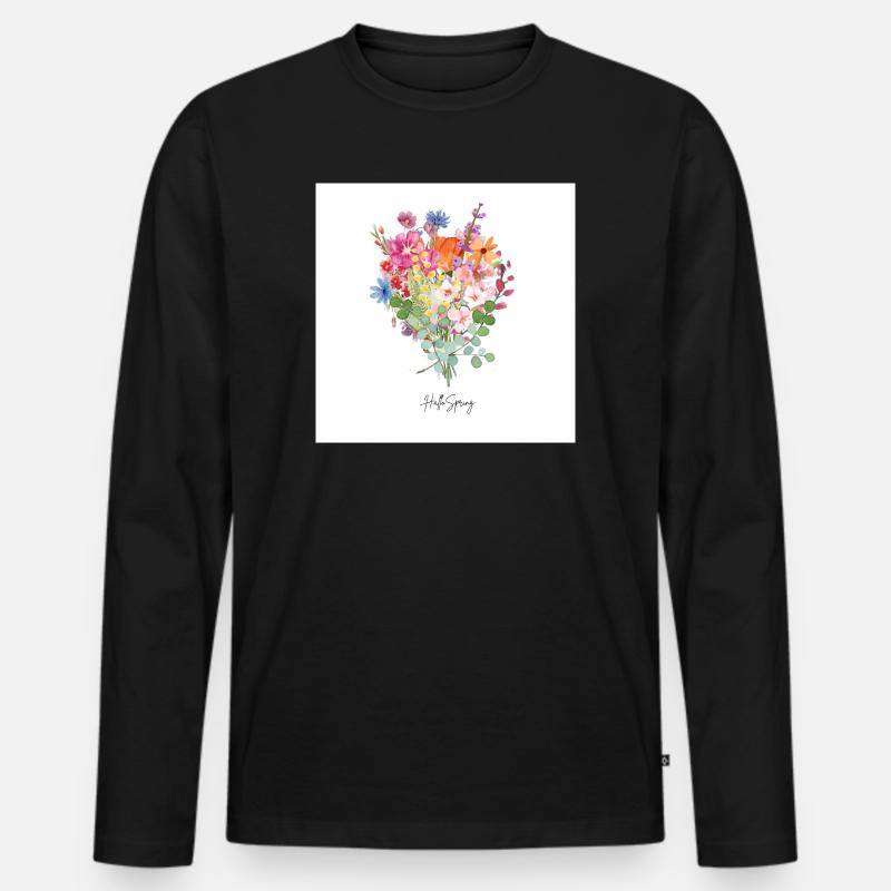 Hello Spring - Männer Premium Bio Langarmshirt - Schwarz