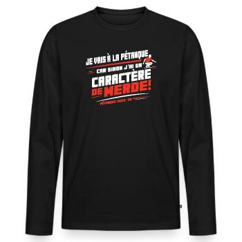 Ich werde Fußball spielen, sonst ein beschissener Charakter - Männer Premium Bio Langarmshirt - Schwarz - Vorne - Nico (187cm)