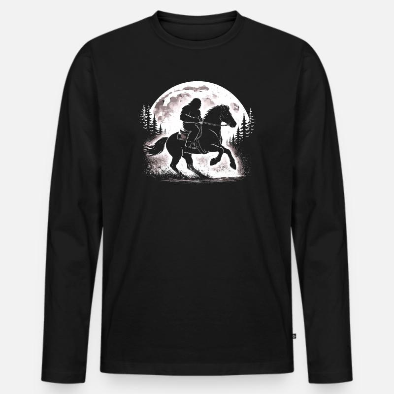 Bigfoot Reiten - Männer Premium Bio Langarmshirt - Schwarz