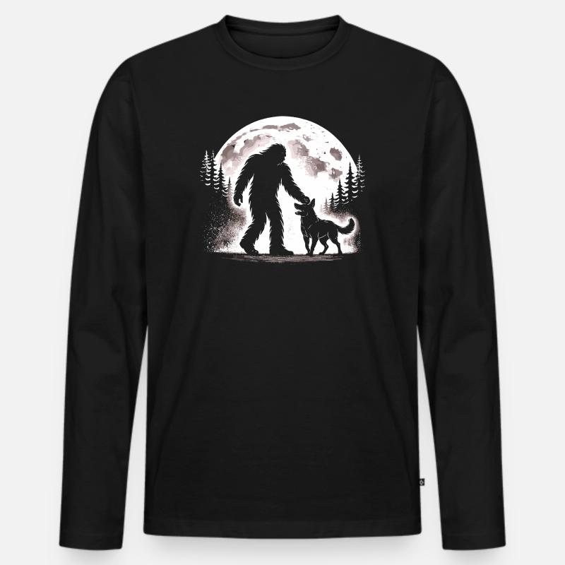 Bigfoot Deutscher Schäferhund - Männer Premium Bio Langarmshirt - Schwarz