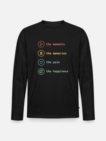 Mindfulness, Moments, Memories, Happiness - Men's Premium Organic Long Sleeve Shirt - black
