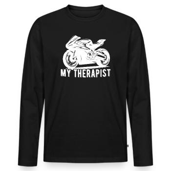 My Therapist Motorcycle Fun Motorcycle Race - Men's Premium Organic Long Sleeve Shirt - black - Front - Nico (187cm)