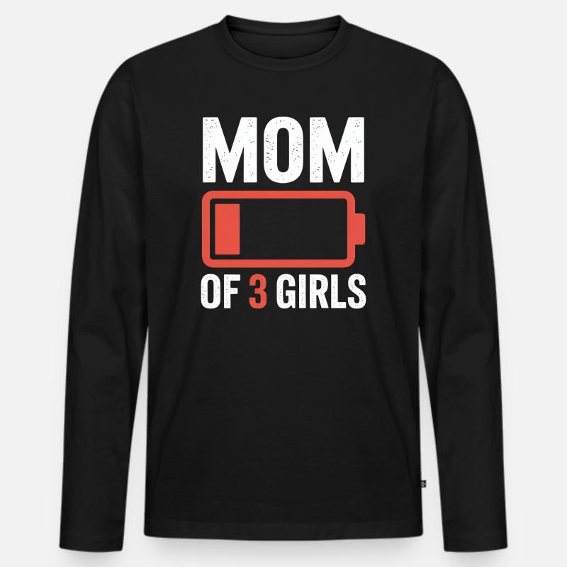 Mutter von 3 Mädchen - Männer Premium Bio Langarmshirt - Schwarz
