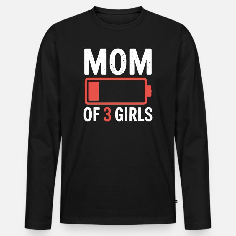 Mama von 3 Mädchen Batterie-Logo - Männer Premium Bio Langarmshirt - Schwarz