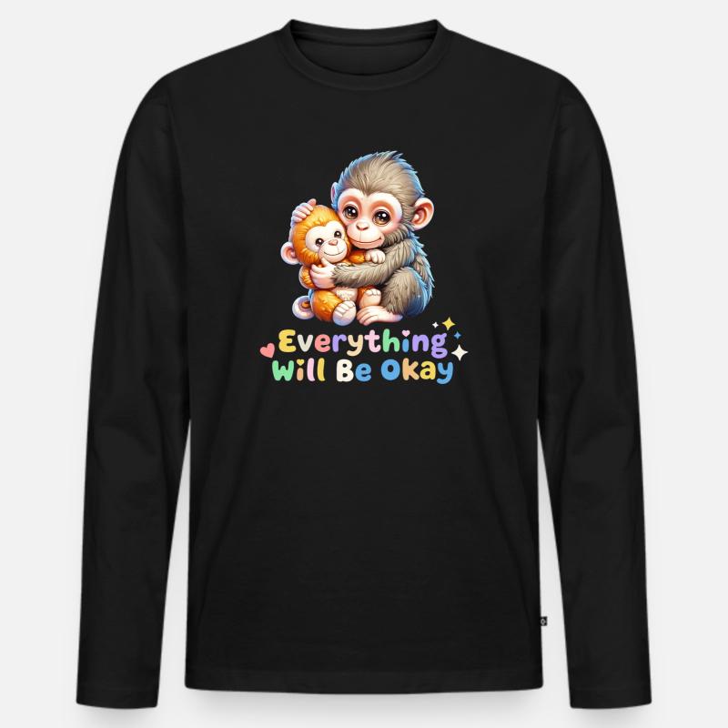 Alles wird gut, Affen-Duo - Männer Premium Bio Langarmshirt - Schwarz