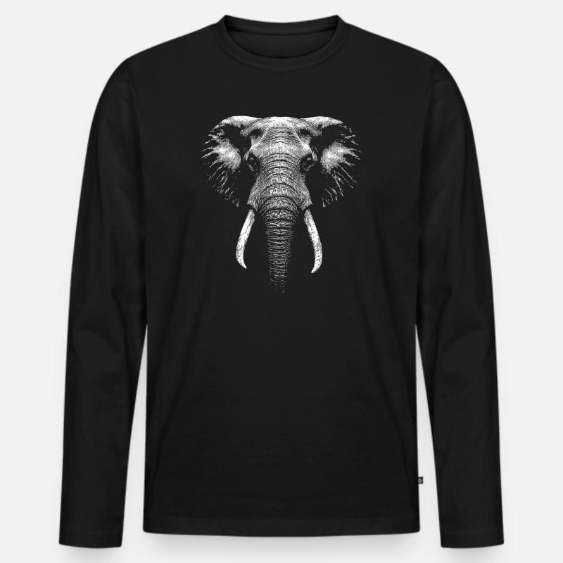 Afrikanischer Elefant - Männer Premium Bio Langarmshirt - Schwarz