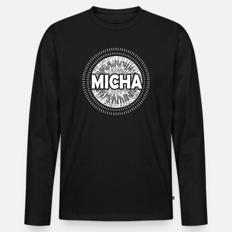 Micha - Männer Premium Bio Langarmshirt - Schwarz