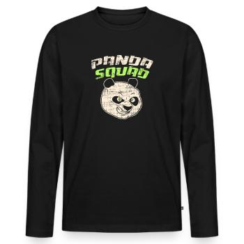Panda Squad Shirt - Men's Premium Organic Long Sleeve Shirt - black - Front - Nico (187cm)