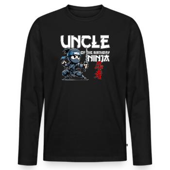 Uncle Of The Birthday Ninja Birthday Funny - Men's Premium Organic Long Sleeve Shirt - black - Front - Nico (187cm)