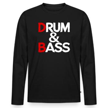 Drum & Bass / Rum & Ass Drummer Band Music - Men's Premium Organic Long Sleeve Shirt - black - Front - Nico (187cm)
