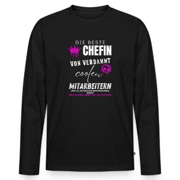 beste Chefin von verdammt coolen Mitarbeitern - Männer Premium Bio Langarmshirt - Schwarz - Vorne - Nico (187cm)