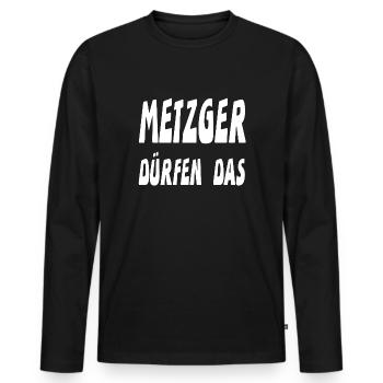 Boucher - T-shirt manches longues Premium bio Homme - noir - Devant - Nico (187cm)