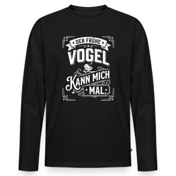 The early bird can make me humorous - Men's Premium Organic Long Sleeve Shirt - black - Front - Nico (187cm)