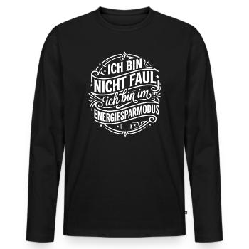 Energy saving mode humor - Men's Premium Organic Long Sleeve Shirt - black - Front - Nico (187cm)