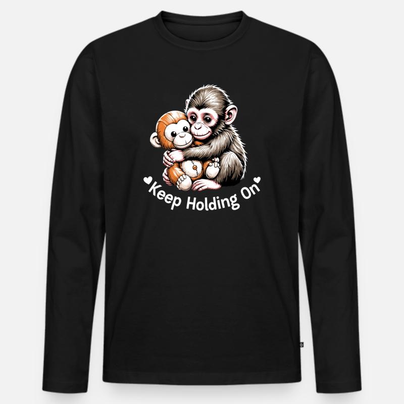 Siehe Affen-Umarmung Illustration - Männer Premium Bio Langarmshirt - Schwarz
