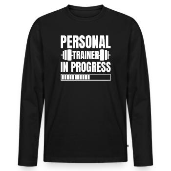 Powerlifting Bodybuilder Personal Trainer Progress - Men's Premium Organic Long Sleeve Shirt - black - Front - Nico (187cm)