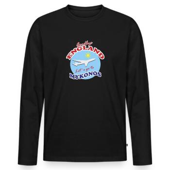 Goodbye England Let´s go to Mykonos  - Men's Premium Organic Long Sleeve Shirt - black - Front - Nico (187cm)