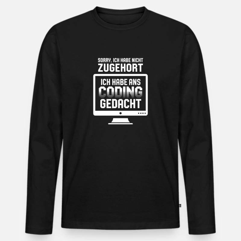 Coding-Gedanke statt Zuhören - Männer Premium Bio Langarmshirt - Schwarz