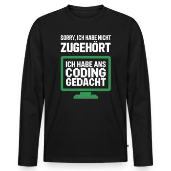 Affichage de la pensée de codage - T-shirt manches longues Premium bio Homme - noir - Devant - Nico (187cm)