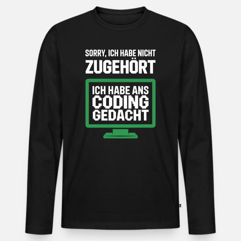 Coding Gedacht Bildschirm Spruch - Männer Premium Bio Langarmshirt - Schwarz