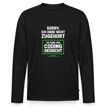 Coding Monitor Tee - Männer Premium Bio Langarmshirt - Schwarz - Vorne - Nico (187cm)