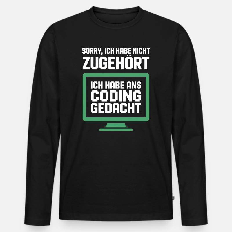 Coding thought on the screen - Men's Premium Organic Long Sleeve Shirt - black