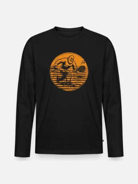 Bigfoot Sasquatch Retro Padel Tennis - Men's Premium Organic Long Sleeve Shirt - black