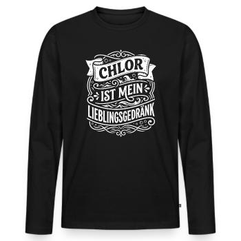 Le chlore est ma boisson préférée. Humour de natation - T-shirt manches longues Premium bio Homme - noir - Devant - Nico (187cm)