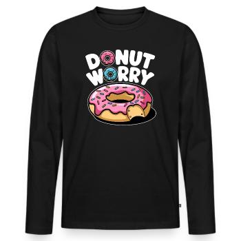 Donut Worry Donut Sweet Funny Funny - Men's Premium Organic Long Sleeve Shirt - black - Front - Nico (187cm)