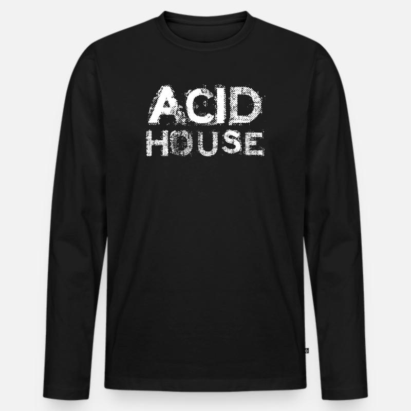 Acid House Bold Print - Männer Premium Bio Langarmshirt - Schwarz