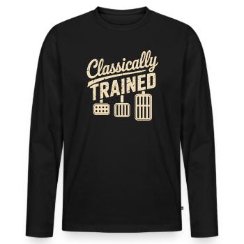 Classically Trained Auto Schaltgetriebe - Männer Premium Bio Langarmshirt - Schwarz - Vorne - Nico (187cm)