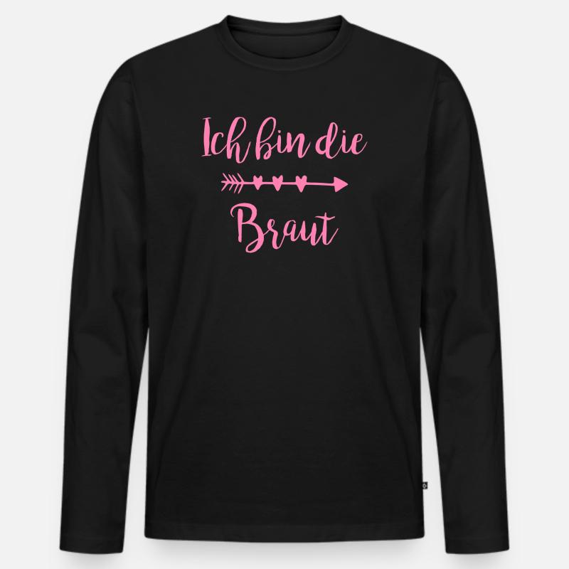 Ich bin die Braut Herzpfeil Script - Männer Premium Bio Langarmshirt - Schwarz