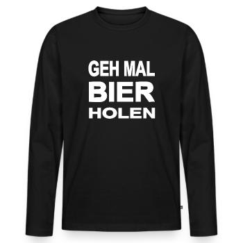 Bier - Männer Premium Bio Langarmshirt - Schwarz - Vorne - Nico (187cm)