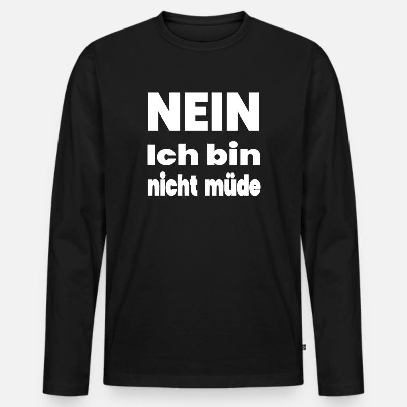 Müde - Männer Premium Bio Langarmshirt - Schwarz