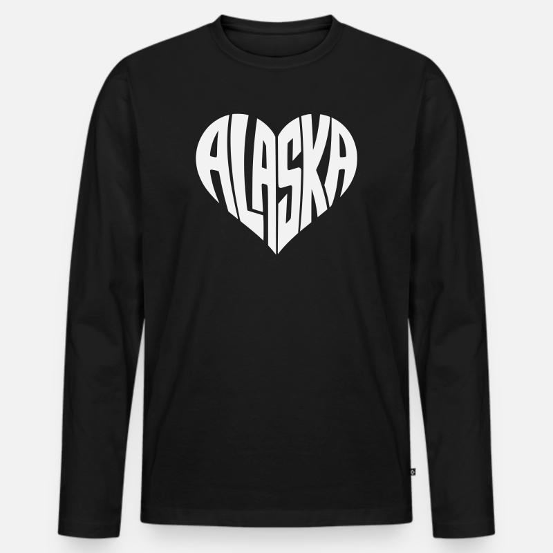 Alaska, USA Heart lettering angular - Men's Premium Organic Long Sleeve Shirt - black