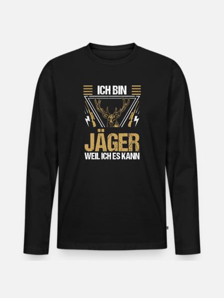 Jagd Jagen Waidmann Jäger - Männer Premium Bio Langarmshirt - Schwarz