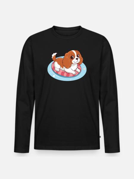 Summer Buoy Swimmer Puppy - Men's Premium Organic Long Sleeve Shirt - black