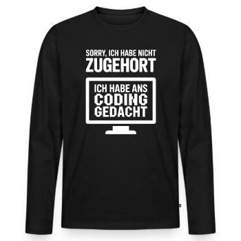 Pensée de codage - T-shirt manches longues Premium bio Homme - noir - Devant - Nico (187cm)