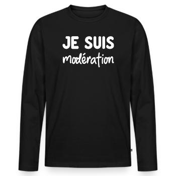 Je suis Moderation – Humor-Duo Aperitif - Männer Premium Bio Langarmshirt - Schwarz - Vorne - Nico (187cm)