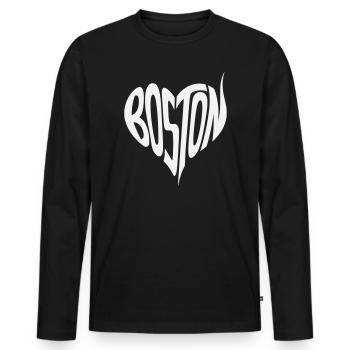 Boston Heart Typography - Men's Premium Organic Long Sleeve Shirt - black - Front - Nico (187cm)