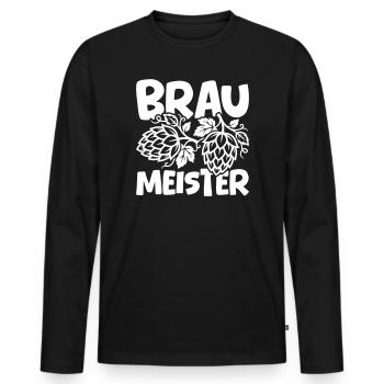Braumeister Brauerei Hopfen - Männer Premium Bio Langarmshirt - Schwarz - Vorne - Nico (187cm)