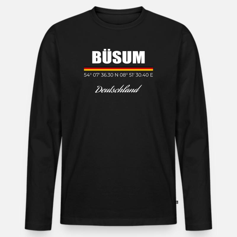 Büsum  - Männer Premium Bio Langarmshirt - Schwarz