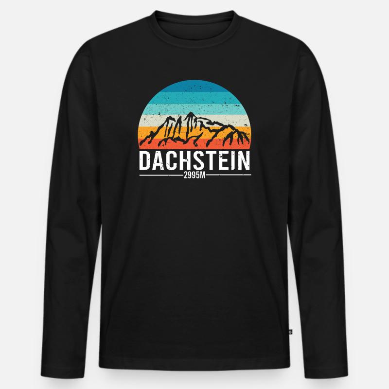 Dachstein Ramsau Österreich Retro Sunset - Männer Premium Bio Langarmshirt - Schwarz