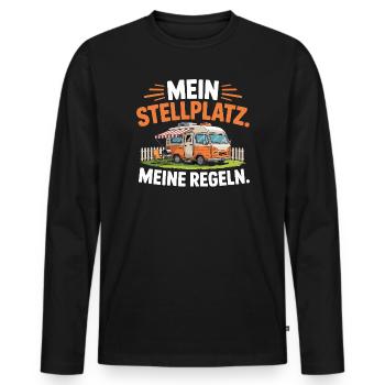  Mein Stellplatz Meine Regeln Camping Wohnmobil - Männer Premium Bio Langarmshirt - Schwarz - Vorne - Nico (187cm)