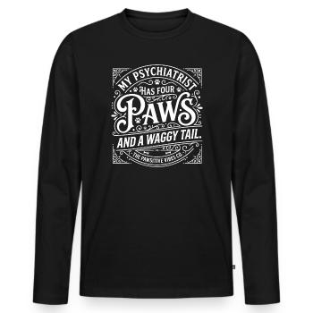 Mon psychiatre a un humour de chien à quatre pattes - T-shirt manches longues Premium bio Homme - noir - Devant - Nico (187cm)